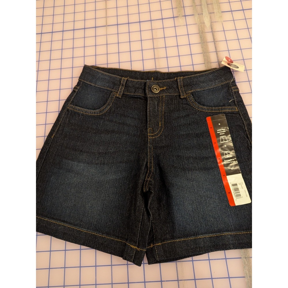 George Girls‎ Size 8  Dark Blue Denim Bermuda Wide Leg Shorts Adjustable Waist